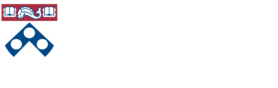 A digital text and image logo of Wharton University of Pennsylvania