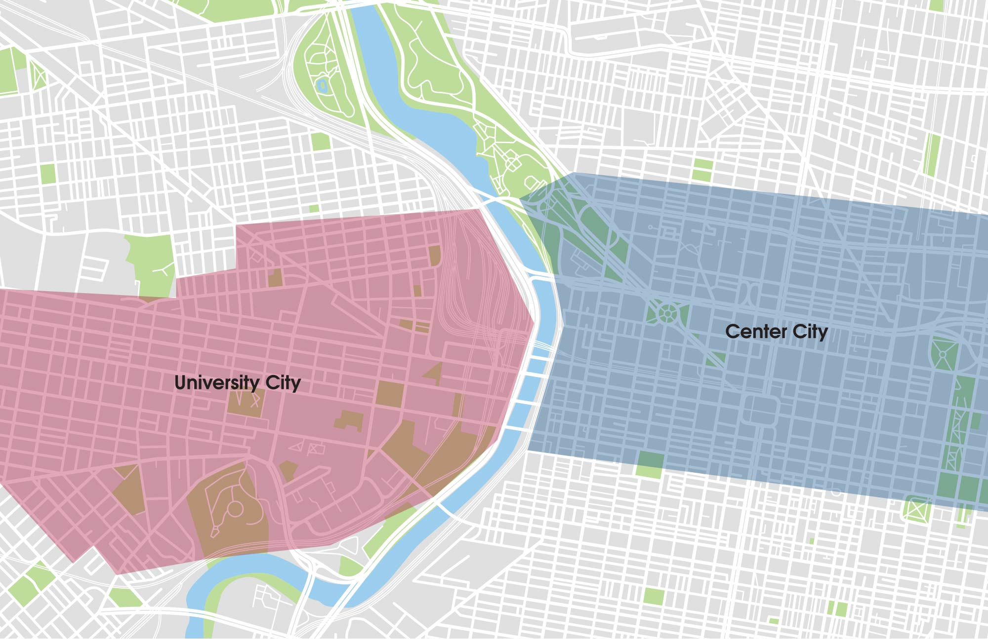 Map of University City and Center City